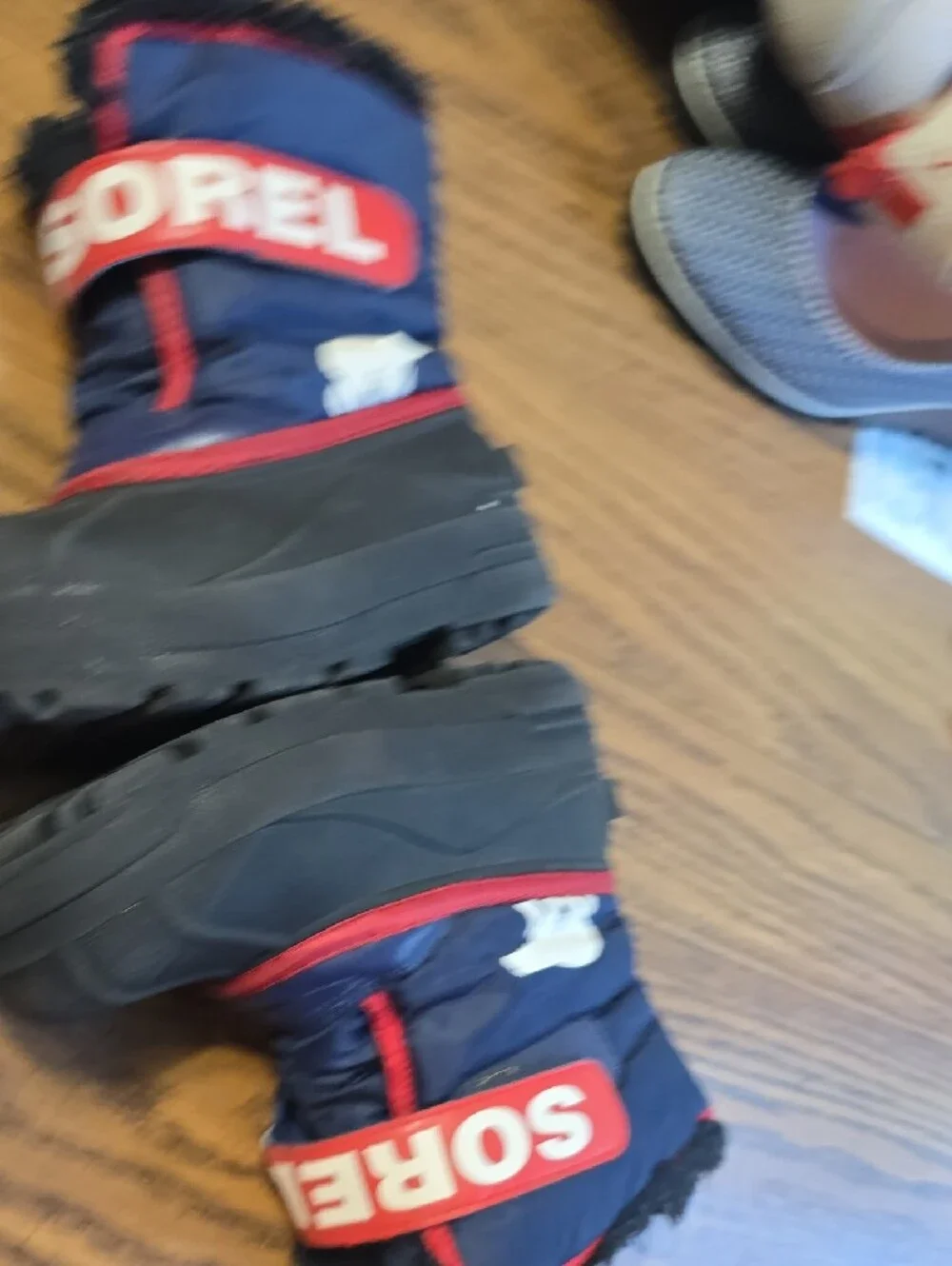 Sorel Kids Navy and Red  Snow Commander Boots